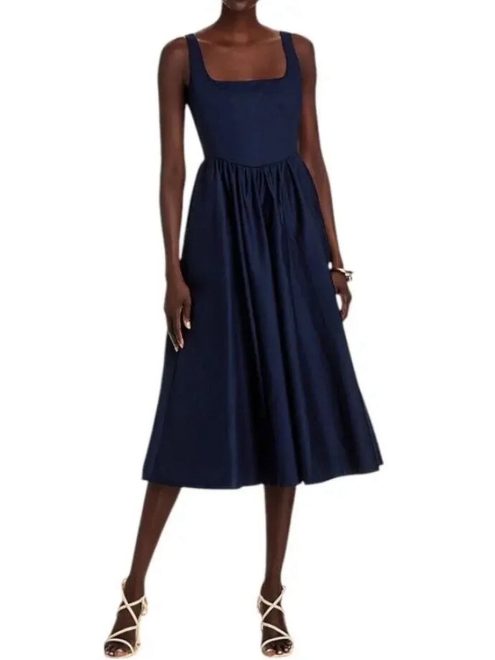 WAYF Desi Bustier Midi Dress In Navy Size: S